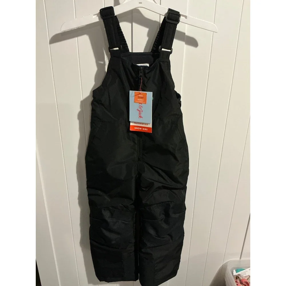 Cat & Jack Kids Black Snow Bibs Insulated Winter Overalls XS 4-5 P69XKW NWT
